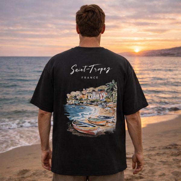 Saint-Tropez Art Sketch Oversized T-Shirt